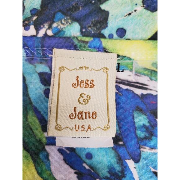 Jess & Jane Womens Large Top Lagenlook Floral Bohemian White Abstract Colorful - Picture 5 of 9